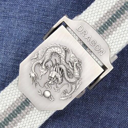 110/120/140cm New Canvas Belt Men Women Dragon Alloy Buckle High Quality Thicker Casual Belt Weave Belt AE108