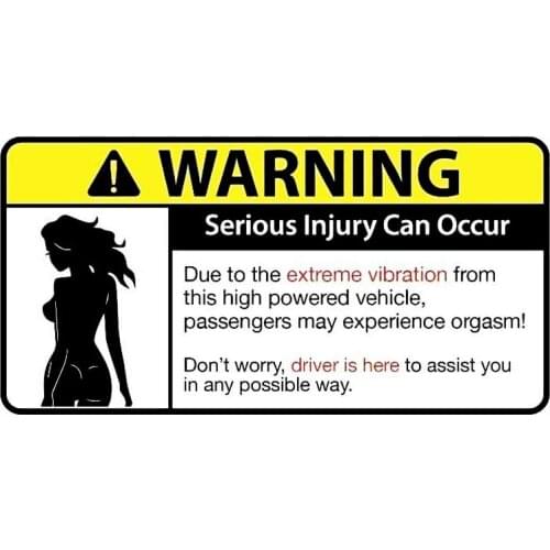 16cm * 8cm Sexy Vibration Warning High Power Car Sticker PVC Personality Interesting Body Window Decal Accessories Decoration
