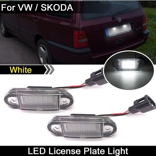 2Pcs For VW Golf MK3 Vento Jetta GOL For Skoda Octavia High Brightness White LED License Plate Light Number Plate Lamp