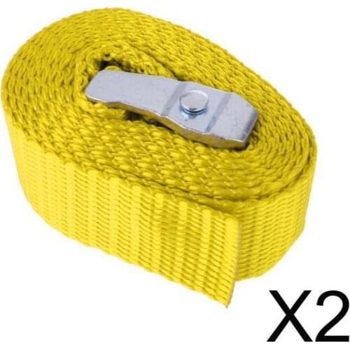 2xRoof Rack Trailers Kayak Canoe Tie Down Strap Metal Buckle 250x3.8cm, Yellow