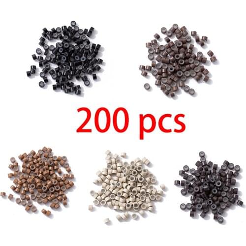 200pcs Micro Ring Silicone Bead Extension Rings Tubes Accessory Fashion Salon Hairstylist Tools Link Microring for Feather Hair