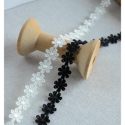 3 Yards White Black Venise Daisy Dlower Lace trim Wedding DIY Crafted Sewing Accessories 12mm