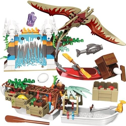 8048 Dinosaur Resend Speedboat 272PCS City Jurassic World Building Block Pterosaur Character Building Block Set Child Gift