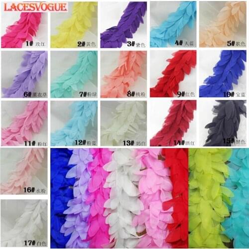 9Yards 6cm Chiffon Leave Fold Lace Fabric Garment Needlework Sewing Patchwork DIY Handmade Accessories Dress Decoration 561