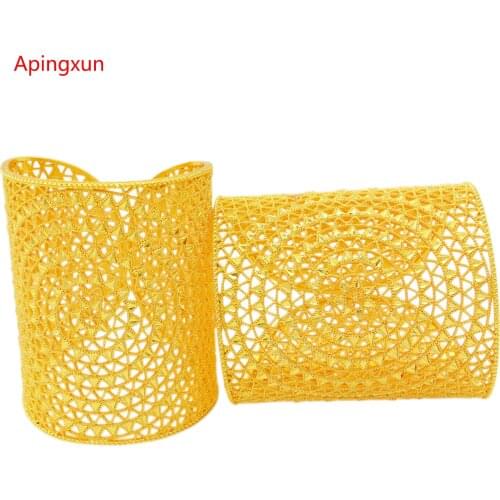 PINXUN 2021New Luxury Barcelet 24K Gold Color Dubai/African/India Bangle Free Size For Women Bridal Wedding Jewelry Party Gifts