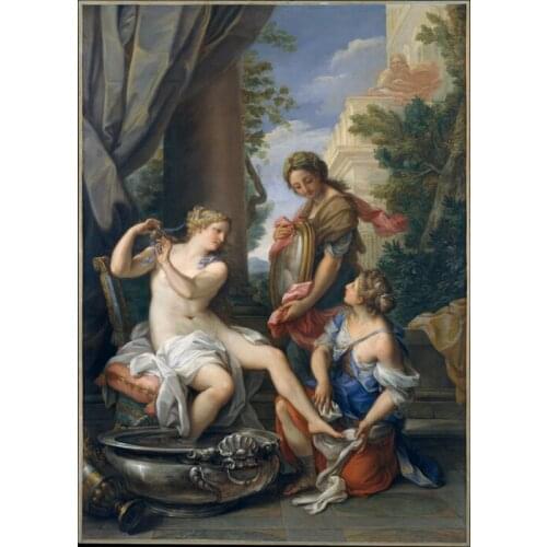 Free shipping art decoration picture classical nude art maid serve masters feet oil painting canvas prints printed on canvas