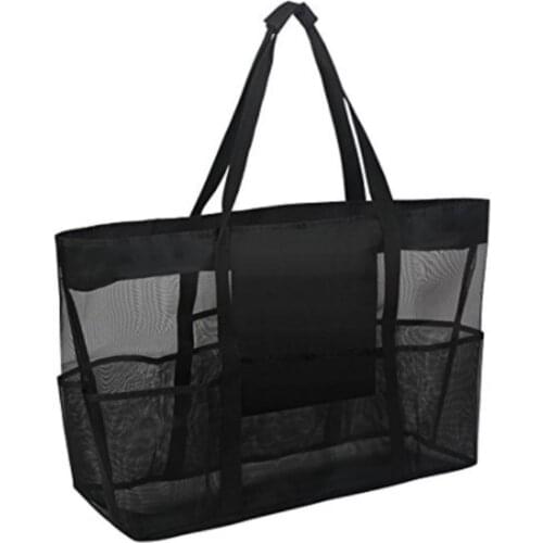 Mesh Beach Bag with Multi-pocket Smooth Zipper Wear Resistant Extra Large Holiday Organizer
