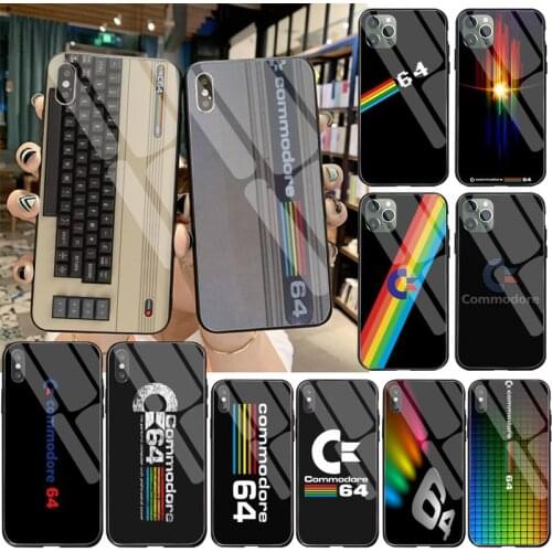 CUTEWANAN C64 COMMODORE 64 DIY Painted Bling Phone Case Tempered Glass For iPhone 11 Pro XR XS MAX 8 X 7 6S 6 Plus SE 2020 case