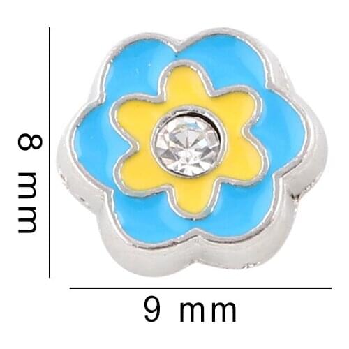 F245 Newest 20Pcs/lot Rhinestone Enamel Flower Charms Fit Glass Memory Living Locket Pendant