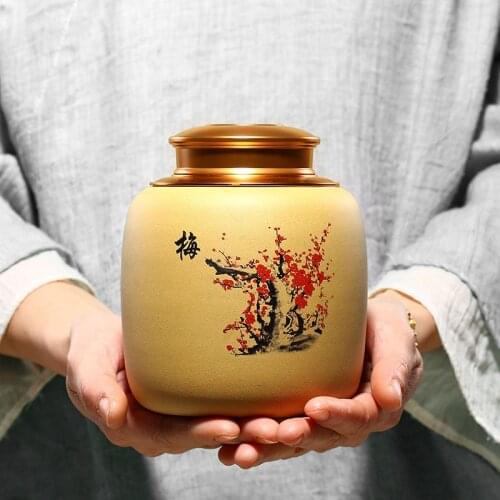 Purple sand handpainting tea caddy undressed ore teapot kung fu kettle
