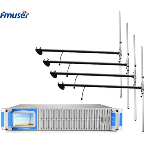 FMUSER FSN-600T 600W 500W Touch Screen PLL FM Radio Transmitter Broadcast+4*DP100 Dipole Antenna+30m Cable For FM Radio Station