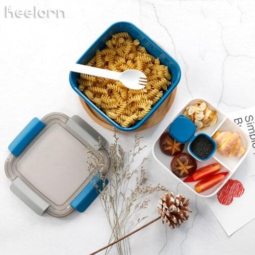 Keelorn 1.5L Creative Nordic Style Double Lunch Box Microwave Leakproof Thermal Insulation Lunch Boxes Kitchen Tool