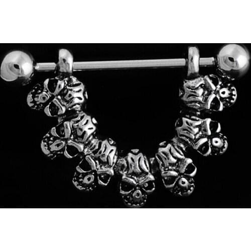 2PC Steel Skull Nipple Rings Shield Bar Sexy Ring Punk Body Jewellery Piercing Rings Jewelry For Women