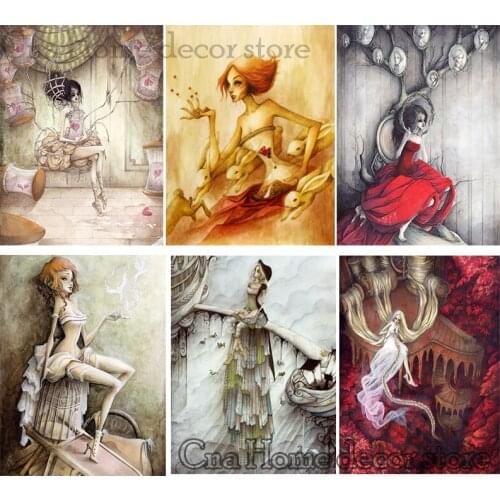 Round/Square cartoon girls embroidery pattern resin mosaic 5D diy diamond painting cross stitch kits room decor wall stickers