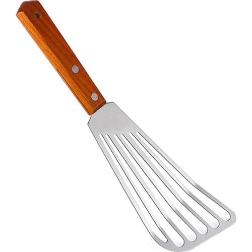 1PCS Fish Spatula Metal Stainless Steel Blade With Wooden Handle Fish Tuner Utensils For Kitchen Cooking Tool