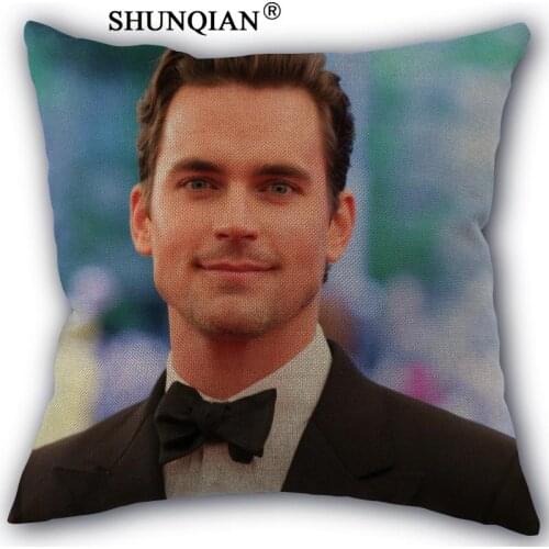 Matt Bomer Pillowcase Custom Cotton Linen Square Decorative Pillow Cases Cover Zippered 45x45cm one side