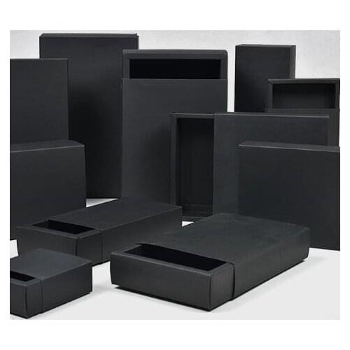 Multi Size black Paper Large Gift Box Packaging Custom Black Kraft Paper Box Big Packing Box Cardboard Boxes(logo need 500pcs)