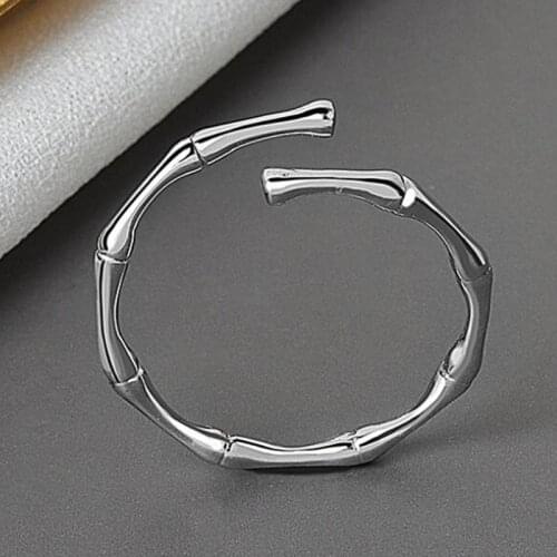 Fashion Simple Silver Color Bamboo Rings Thai Bone Open Ring Women Jewelry Jewelry Gifts for Girls Rings for Men Gifts Vikings