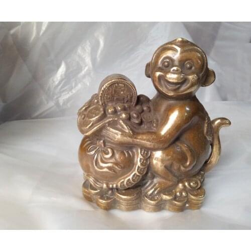 Folk sculpture, bronze sculpture, one of the twelve Chinese Zodiac monkey collection of wealth
