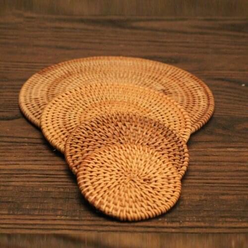 Natural Rattan Coaster Tea Cup Mat Pot Heat Resistant Cup Mug Mat Coffee Tea Hot Drink Posavasos Placemat Kitchen Decor
