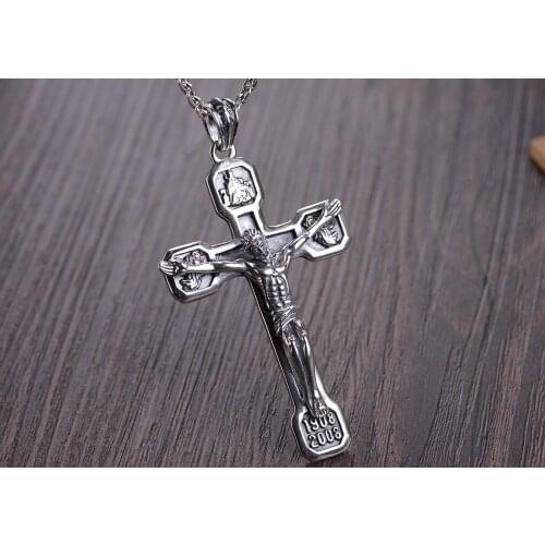 Solid 925 Sterling Silver Jesus cross Mens Womens Pendant A5571