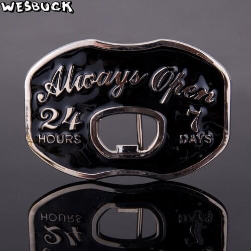 Wholesale WesBuck Brand Black Men Belt Buckle Distribute Always Open Beer Bottle Opener Belt Buckle 5 PCS MOQ
