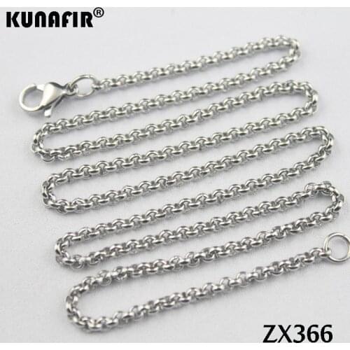 200pcs 14"-38" stainless steel necklace 2.5mm round rolo link chains women fashion jewelry parts ZX366