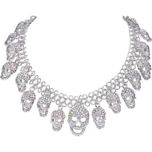 Tuliper Halloween Skull Necklace For Women Crystal Rhinestone Choker Party Jewelry Accessories Gifts Iced Out Chain