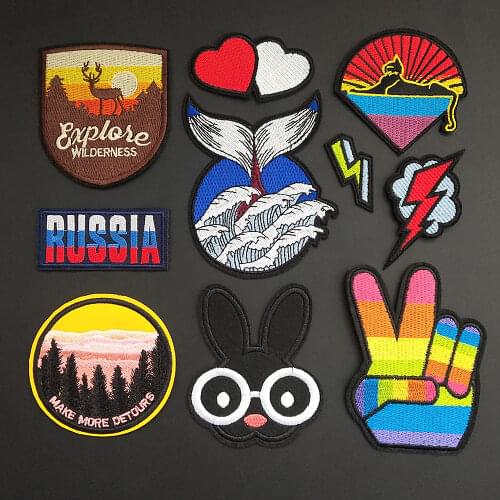 Forest Embroidery Patches Iron On Patch Embroidered Patchs Badge Appliques For Clothing Jeans Stickers Backpack School Bags