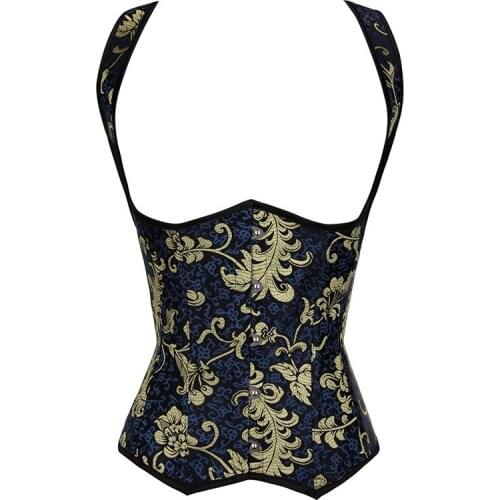 Sexy Gothic Body Shaper Underbust Corset Embroidery Vintage Gold Jacquard Waist Cincher Corsets Straps Vest Bustier Lingerie Top