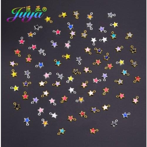 Juya Handmade Gold/Silver Color Small Enamel Star Charms For Fashion Charms Jewelry Making Accessories Supplies