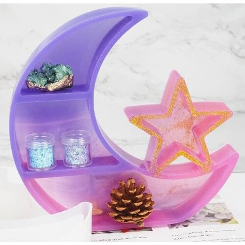 DIY Crystal Epoxy Mold Moon Star Jewelry Storage Box Large Tray Set Lunar Eclipse Ornament Silicone Mold