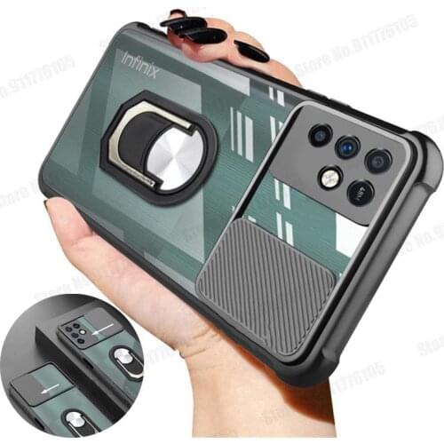 Candy Color Clear Transparent Case For INFINIX Note 10 8i Hot 10S 10i 10 Play 8 Lite Magnetic Stand Slide Lens Protective Cover