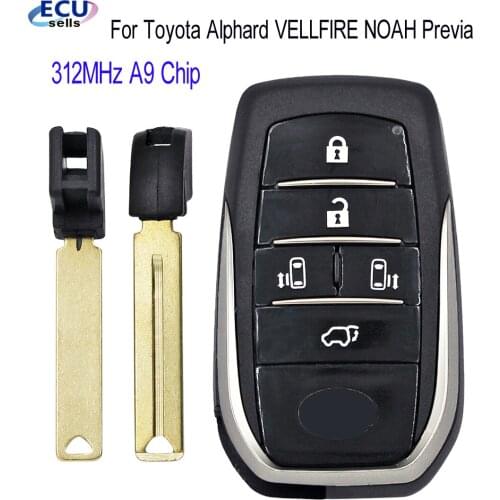 5 Button Keyless Go Smart Remote Key 312MHz A9 Chip For Toyota Alphard VELLFIRE NOAH Previa ：Board 0120