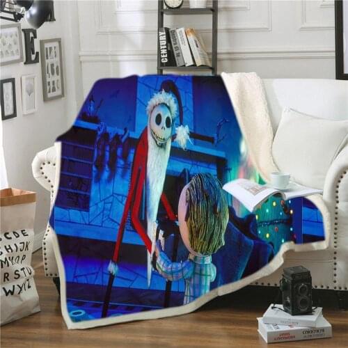 Christmas Nightmare New 3D Jack Skellington Print Sherpa Fleece Skull Blanket Adult Kids Children Boys Covering Bed Sofa Decor