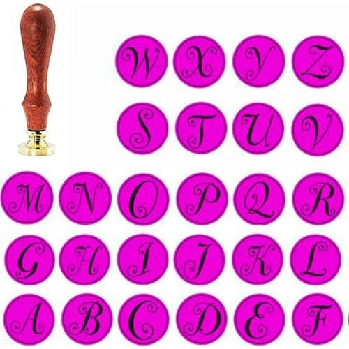 Seal Stamp, Classic Font Letter A-Z Vintage Retro Brass Head Wooden Handle Initial Sealing Wax Seal Stamp Wedding Invitation