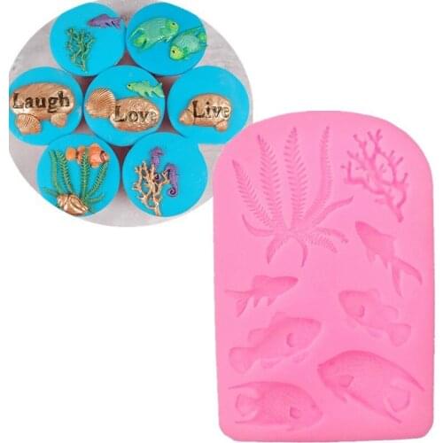 1pcs Fish Seaweed Silicone Mold DIY Cake Border Fondant Cake Decorating Tools Sea Coral Cupcake Chocolate Moulds