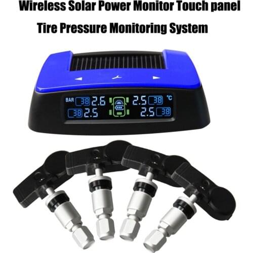 Tire Pressure Monitoring System Solar Power Monitor Touch panel Car TPMS with 4pcs Internal sensor