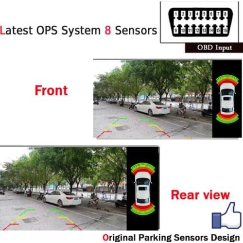 Car OBD intelligent speed control two channel visible 8 sensor front back radar alarm detector parking monitor system for Audi