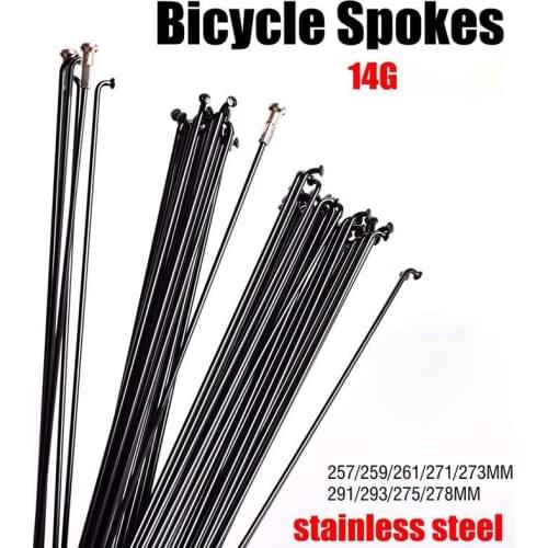 Bicycle Stainless Spokes wire mountain / road bike 304 steel spokes 14G black high-strength bicycle spokes291/293MM Spoke cap
