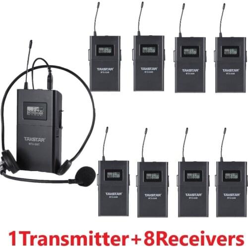 Takstar wtg-500 UHF Wireless audio system for Tourist guide/Simultaneous interpretation/Teaching 1 Transmitter+8 Receivers