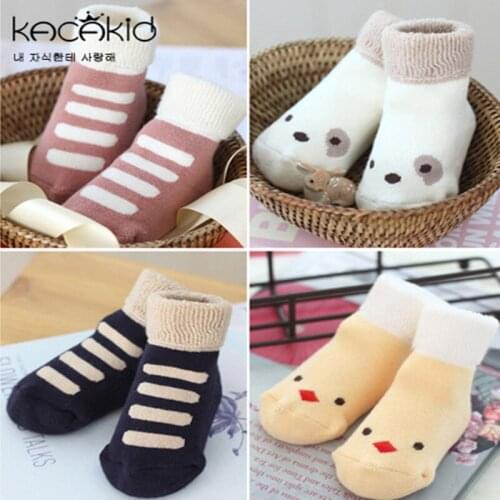 Warm Winter Baby Socks Cute Soft Autumn Newborn Anti-slip Baby Girls Boys Socks Cartoon Baby Boy Shoe Socks