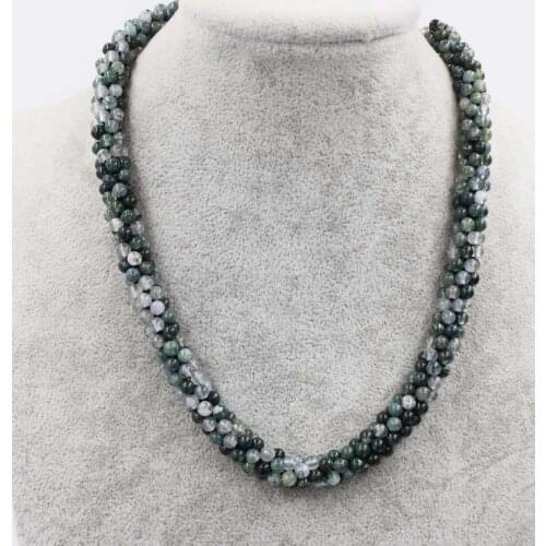 Grass agate green 4mm round necklace 18inch wholesale nature beads FPPJ gemstone