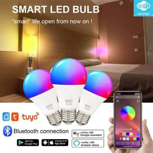 Smart Light Bulb Tuya Smart Home Control Wifi Dimmable RGBW Lamp E27 B22 Work With Alexa Google Home Smart Life LED Smart Lamp