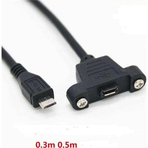 DHL free Micro USB Male to Famale Cable 30CM/50CM USB Extension Cable Computer Motherboard Panel Mount USB Cable With Screws