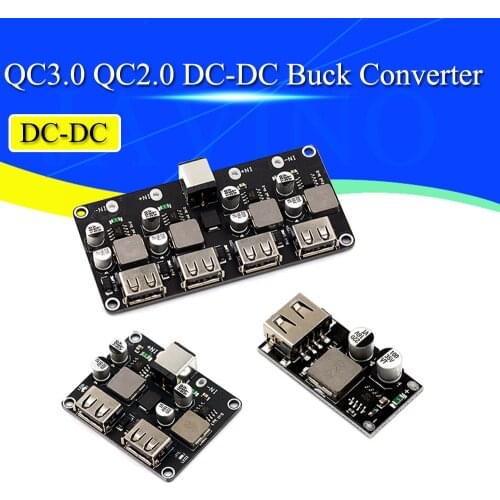 USB QC3.0 QC2.0 DC-DC Buck Converter Charging Step Down Module 6-32V 9V 12V 24V to Fast Quick Charger Circuit Board 3V 5V 12V