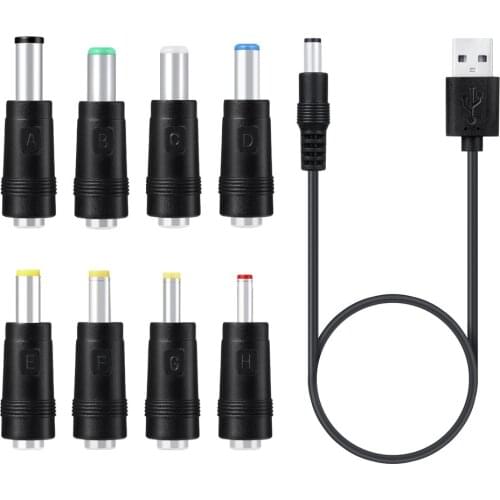 DC Charging Power Cord USB To 5521 Multifunctional DC Interchangeable Plug Male 8-in-1 Charging Cable