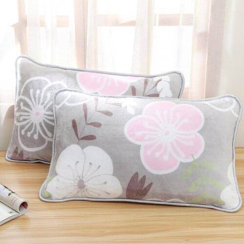 Winter Warm Flannel Pillow Case Printed Pillowcases Thicken Soft Velvet Pillow Cushion Cover 48X74cm Decorative Home For Bedroom