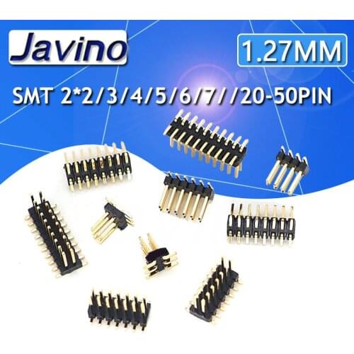 10PCS SMD SMT 2*2/3/4/5/6/7/8/9/10/12/16/20/40/ PIN double row male PIN HEADER 1.27MM PITCH Strip Connector 2X/6/8/10/20
