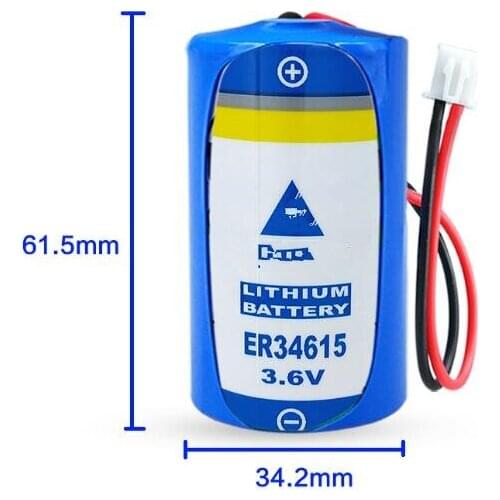 2PCS ER34615 34615 3.6V 1900mah lithium battery with plug(3 hole 2 line) Type D LI-ion battery free shipping